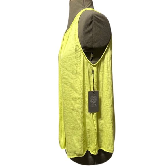 VINCE CAMUTO "Island Lime" Yellow Sleeveless Keyhole Cutout Top Size M NWT - Picture 2 of 15